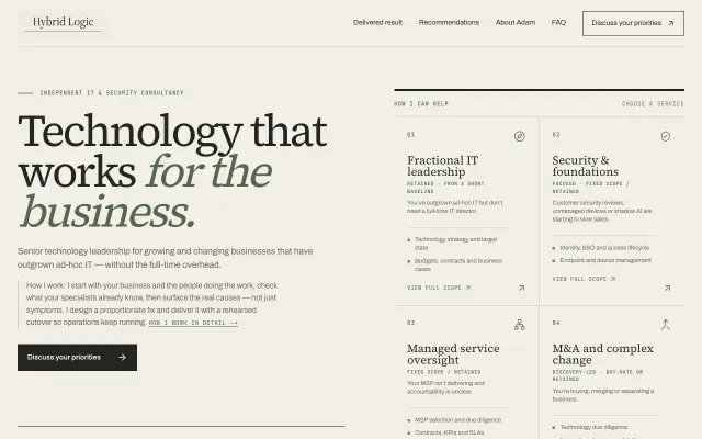 Homepage of Hybrid Logic, an IT and security consultancy